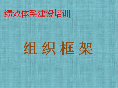 《组织框架的搭建》内训课程